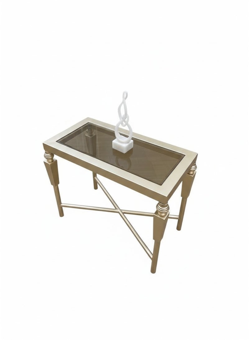 متجر نايس طاولة خدمة جانبية مودرن - إطار معدني ذهبي مع سطح زجاجي مظلل - Image 2